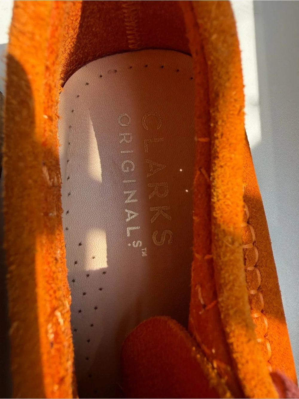 Clarks burnt Orange Suede Men Boat Shoes with Burgundy Laces